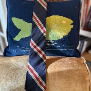 Vintage Ferrel Reed Navy Blue Striped Tie